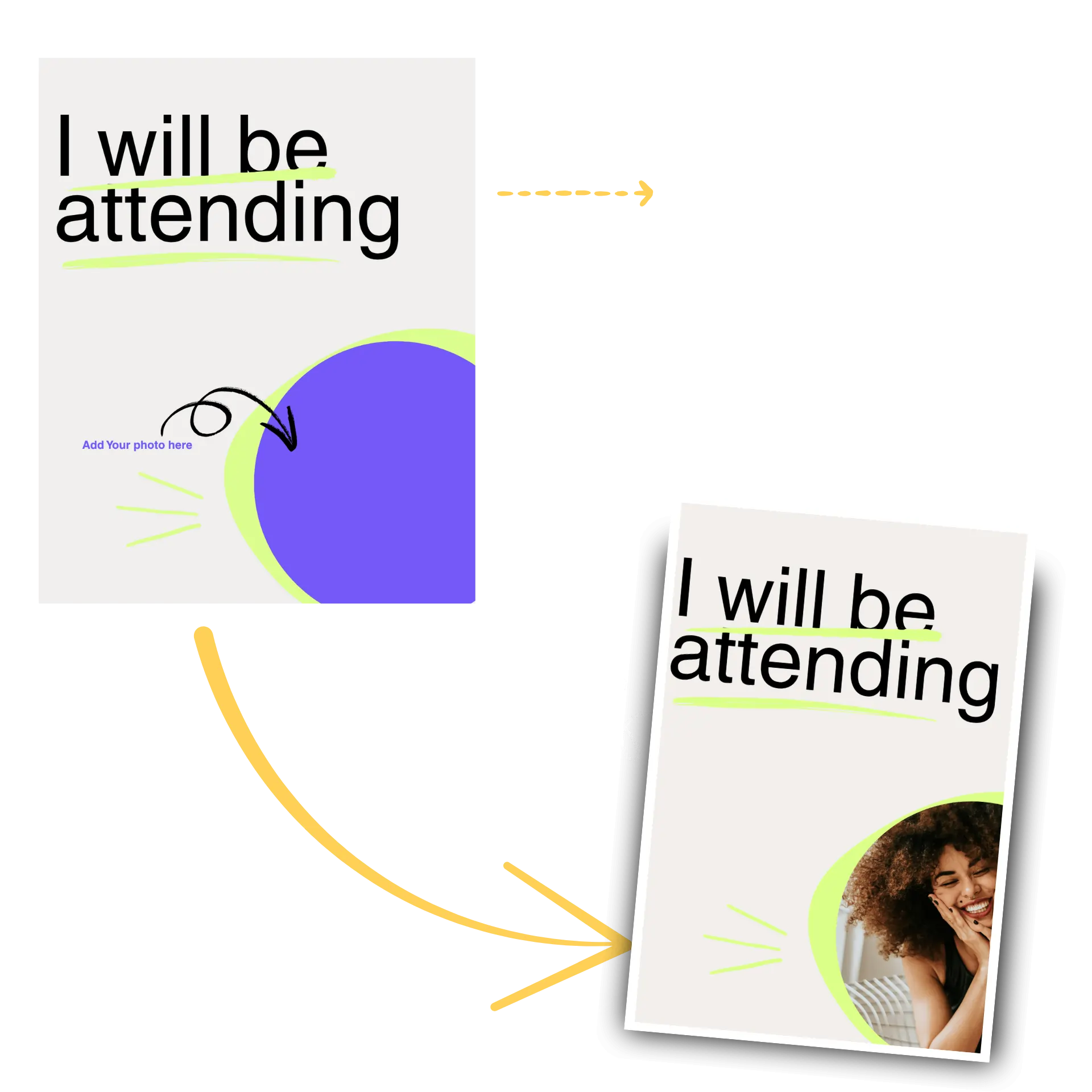 Example of a poster being personalized with user photos in Clip Mask